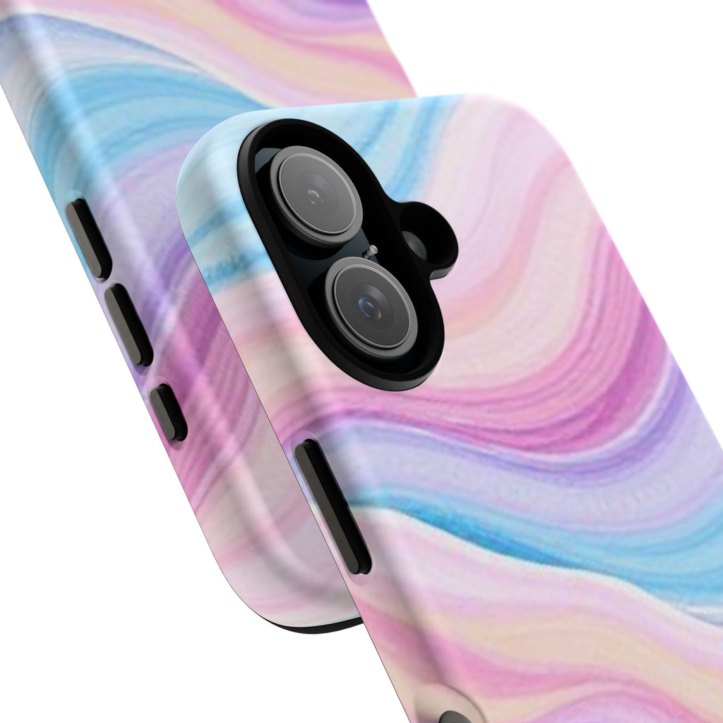 Pastel Marble Tough Phone Case iPhone — Swirled Pink & Blue Protective Cover