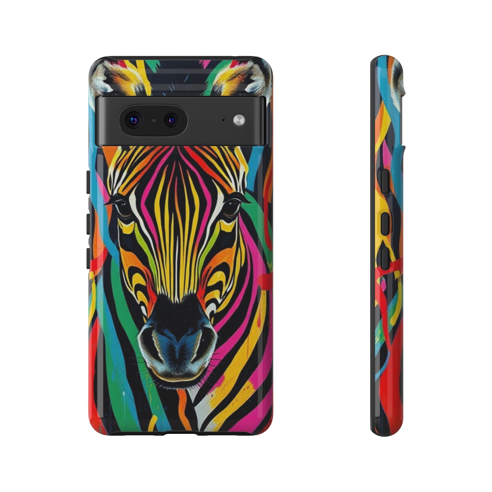 Android OR iPhone Compatible Cases - Rainbow Zebra Design - Unique Tough Cases