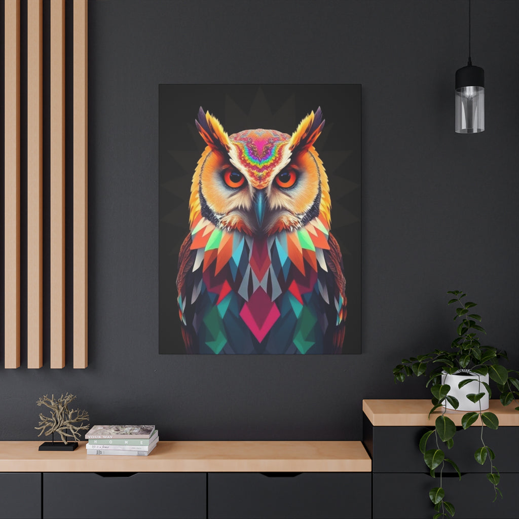Colorful Owl Canvas Wall Art - 1.25" Stretched Matte