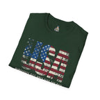 Patriotic Unisex Softstyle T-Shirt - "USA" & History Quote Design