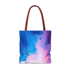 Pink, White and Blue Watercolor on Canvas Design - Tote Bag