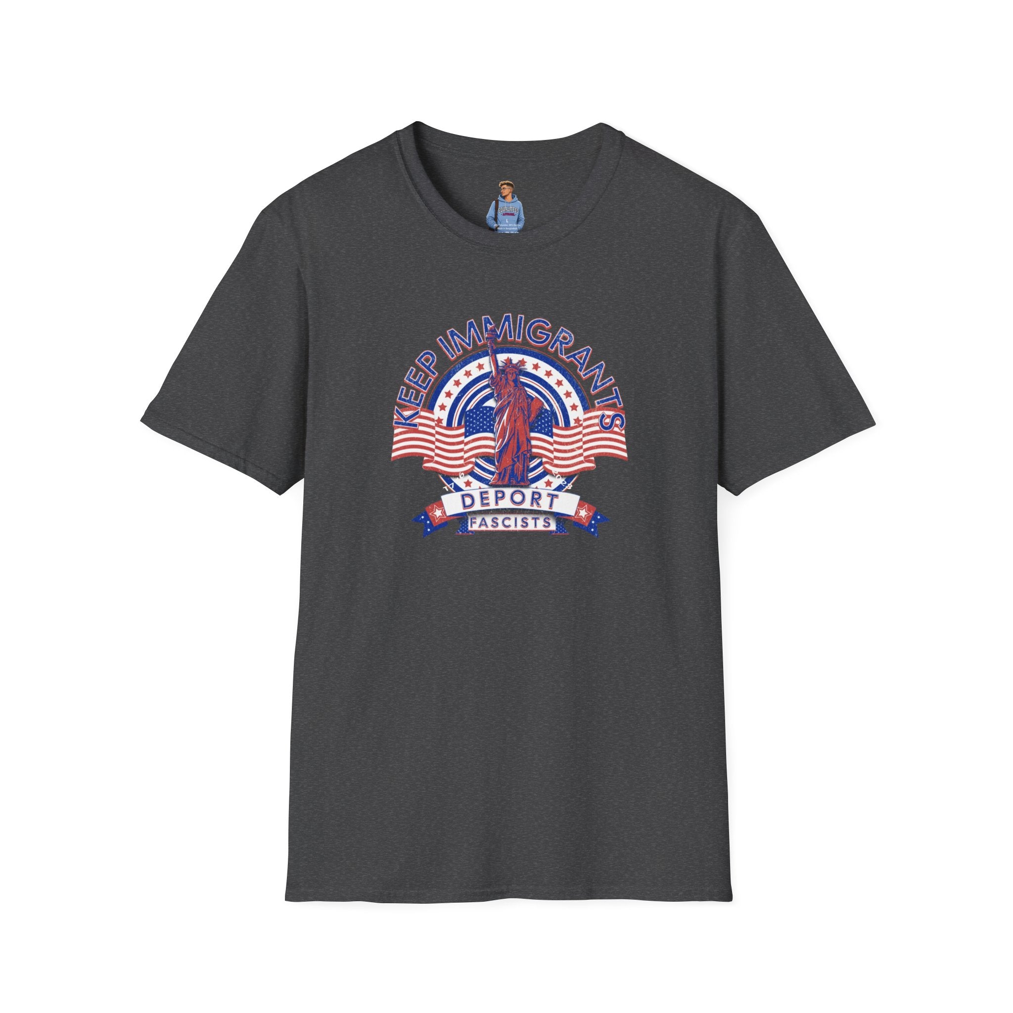 American Patriot - Keep Immigrants Deport Fascists Unisex T-Shirt - Celebrate Freedom & Diversity