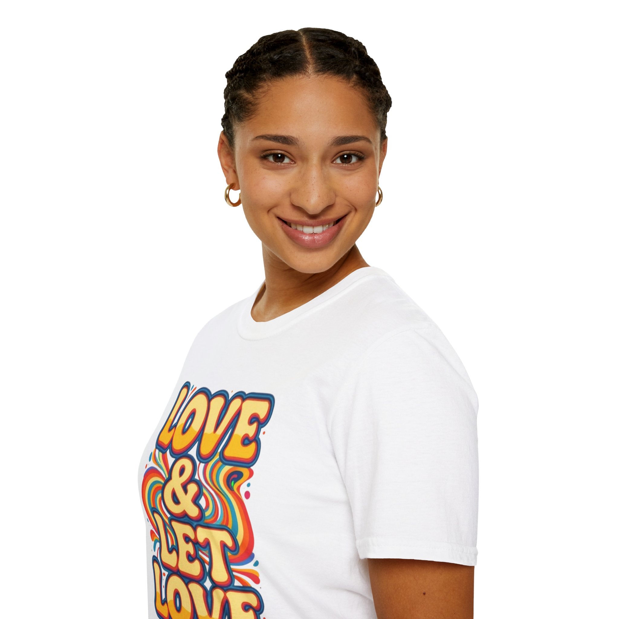 T-Shirt — "Love & Let Love" Retro Rainbow Peace Tee