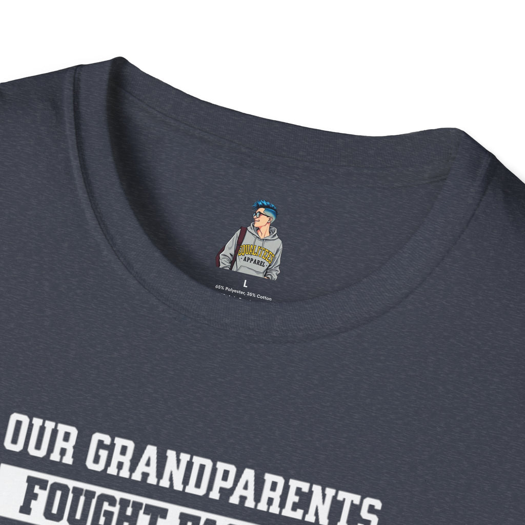 Unisex Softstyle T-Shirt: 'Our Grandparents Fought Fascists' Patriotic Tee