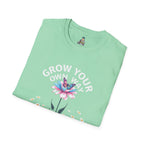 Grow Your Own Way Trans Pride Unisex T-Shirt - Floral Design for Garden Lovers