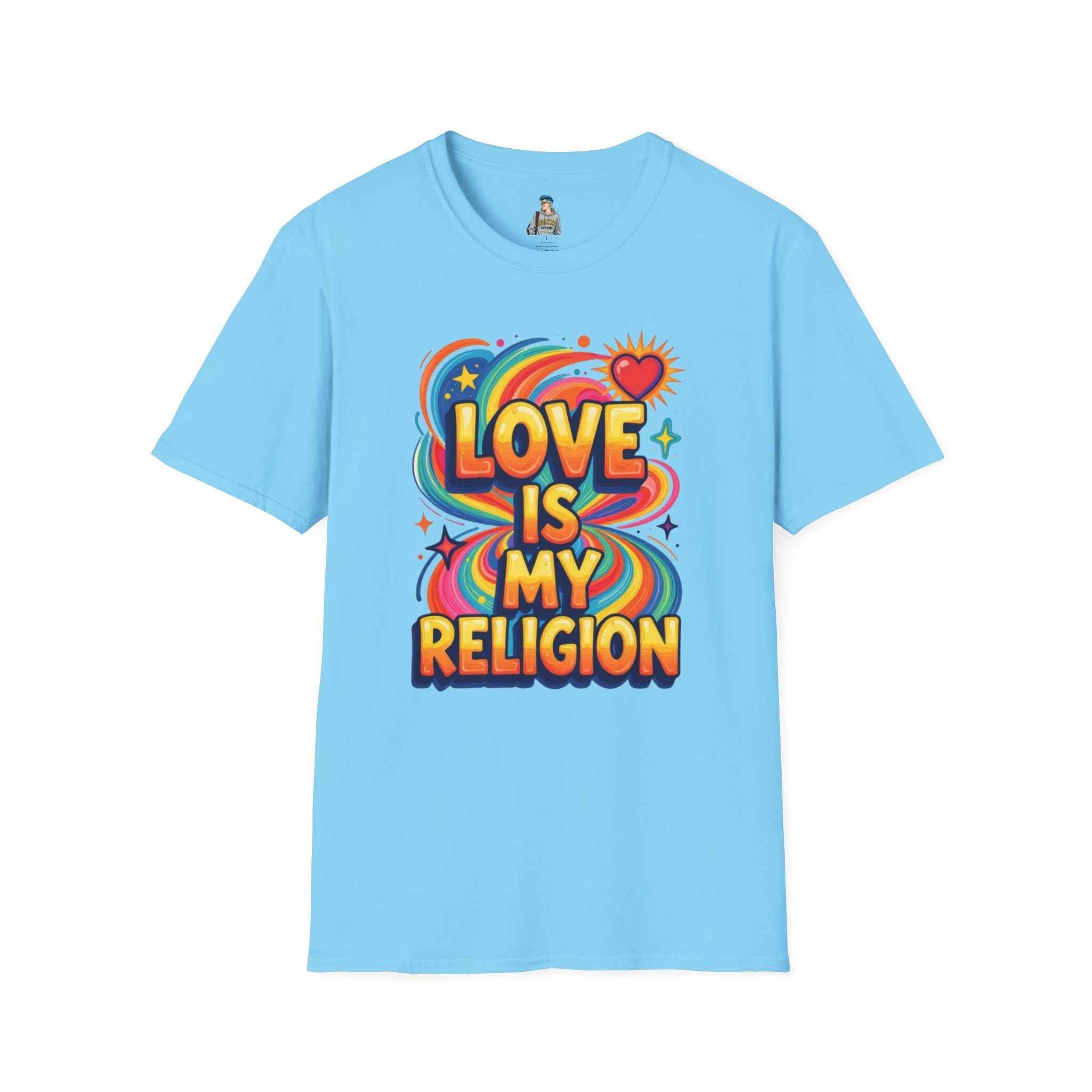 T-Shirt — "Love Is My Religion" Retro Rainbow Graphic Tee