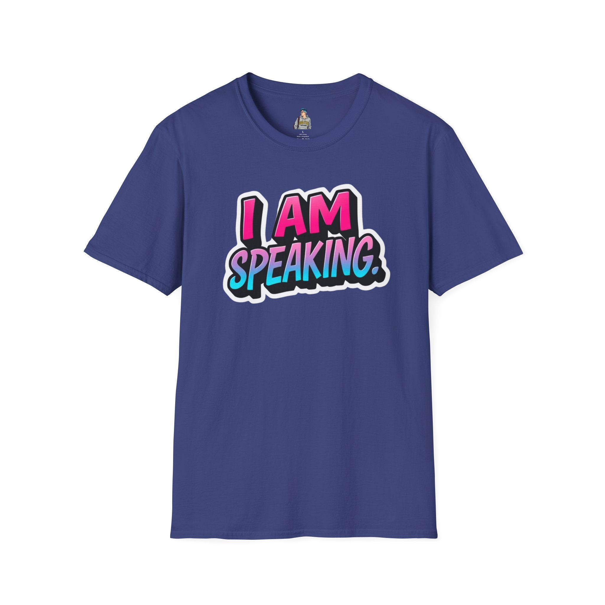 'I Am Speaking' Unisex Softstyle T-Shirt – Bold Statement Tee for Confident Voices