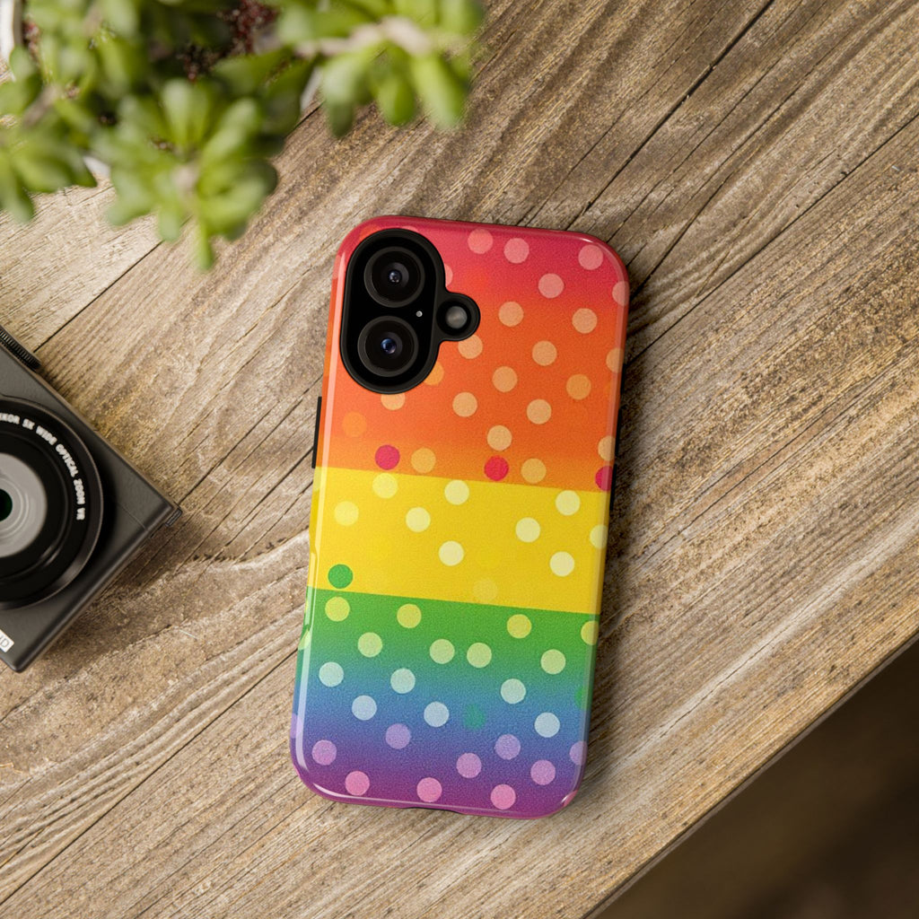 Rainbow Polka Dot Tough Phone Case for iPhone