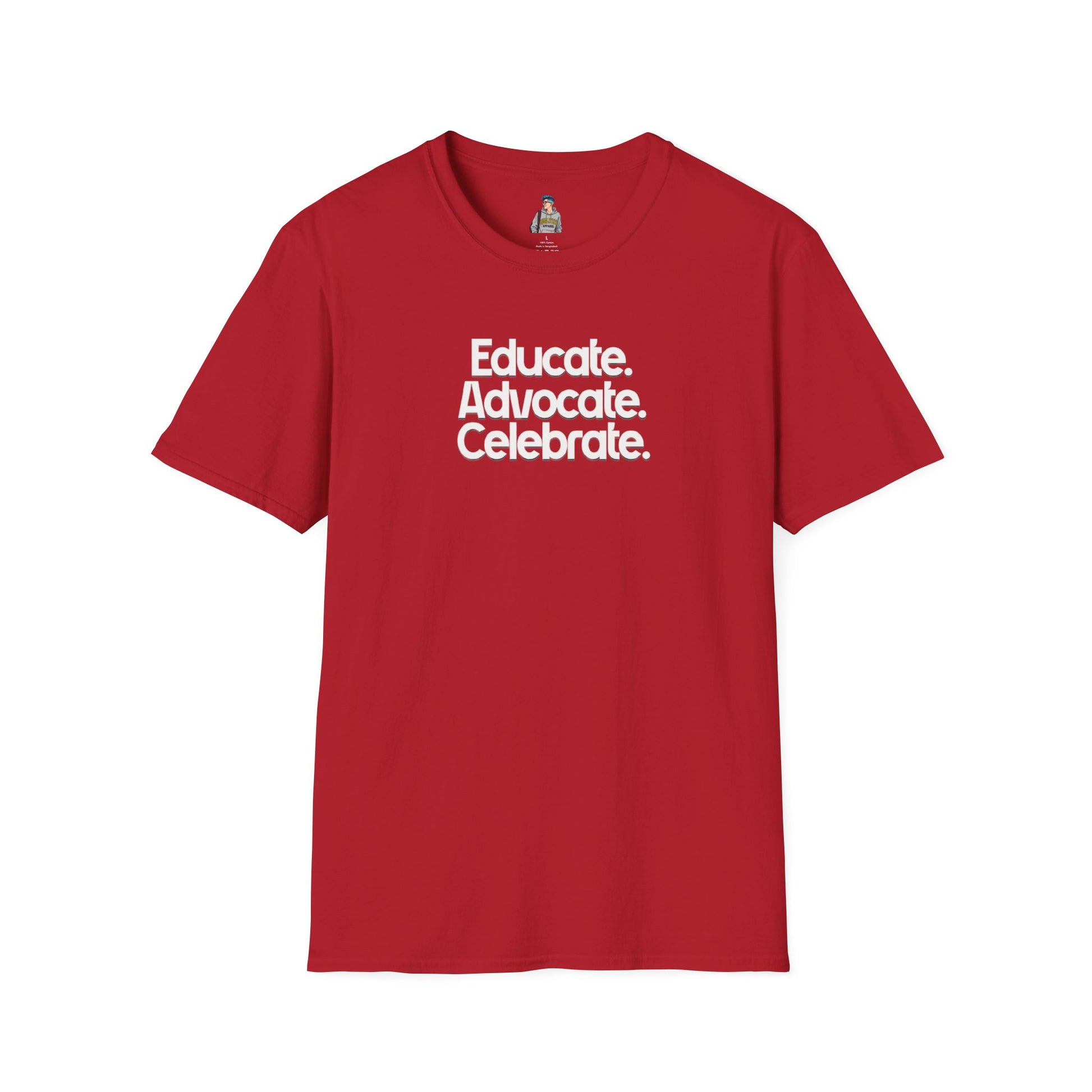 Educate. Advocate. Celebrate. Minimalist Pride T-Shirt