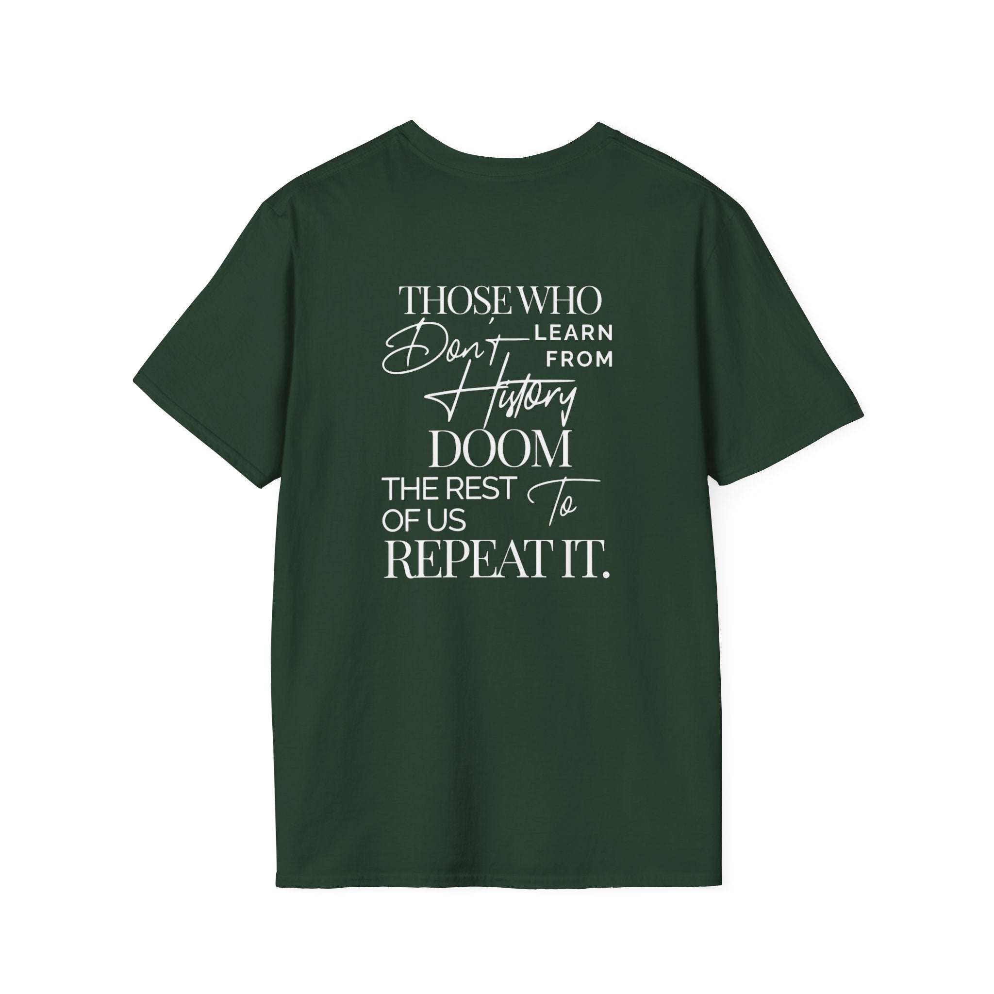 Patriotic Unisex Softstyle T-Shirt - "USA" & History Quote Design
