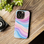 Pastel Marble Tough Phone Case iPhone — Swirled Pink & Blue Protective Cover