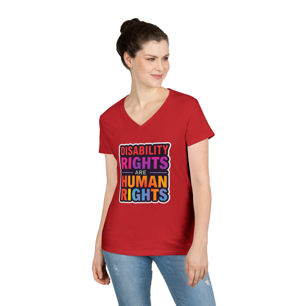 Empowering Ladies' V-Neck T-Shirt - Disability Rights Are Human Rights