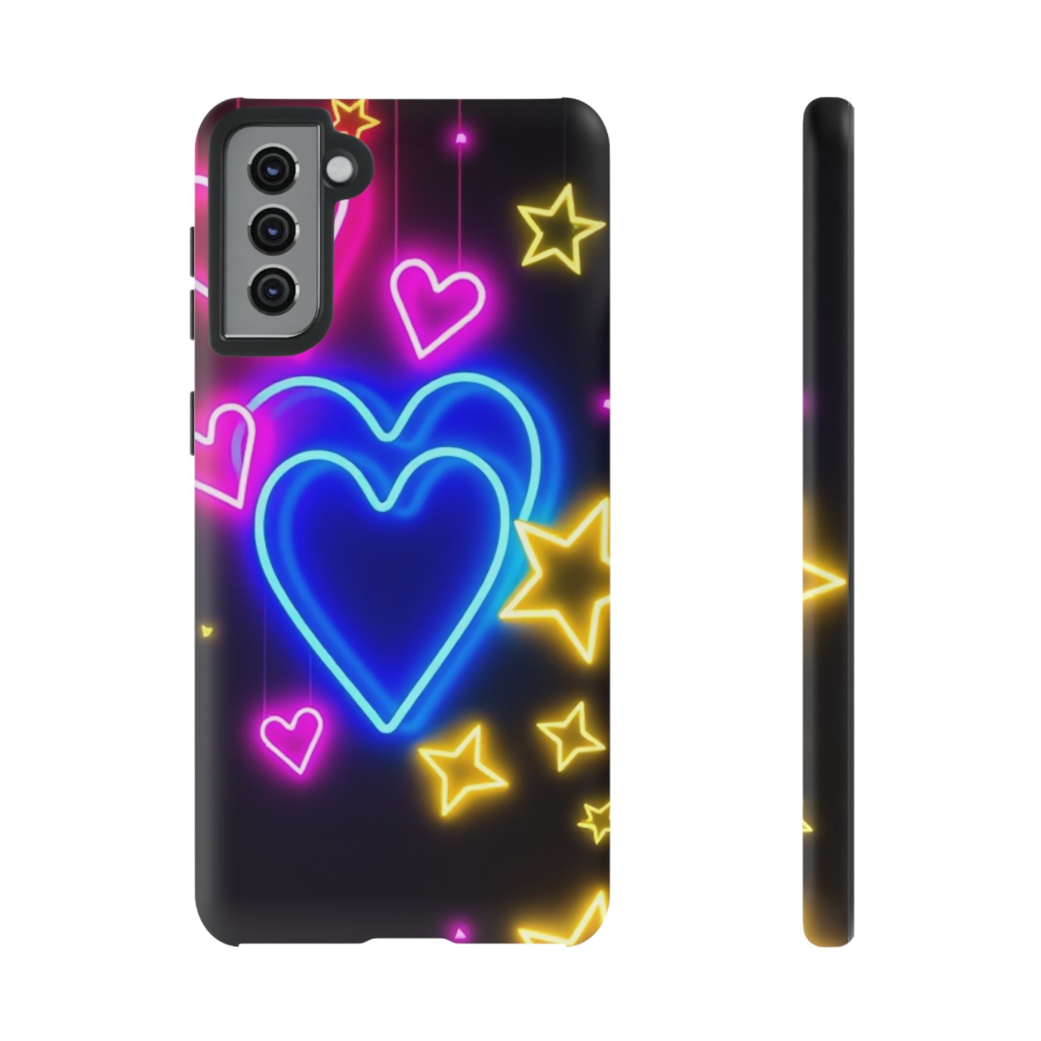 Android OR iPhone Compatible Cases - Neon Love Design - Unique Tough Cases