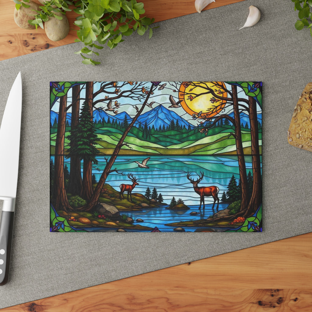 Stained Glass Nature Scene Cutting Board - Perfect Gift for Home Chefs & Nature Lovers