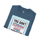 You Don't Know Me Enough to Hate Me Trans Pride T-Shirt - Unisex Softstyle Tee for Casual Wear