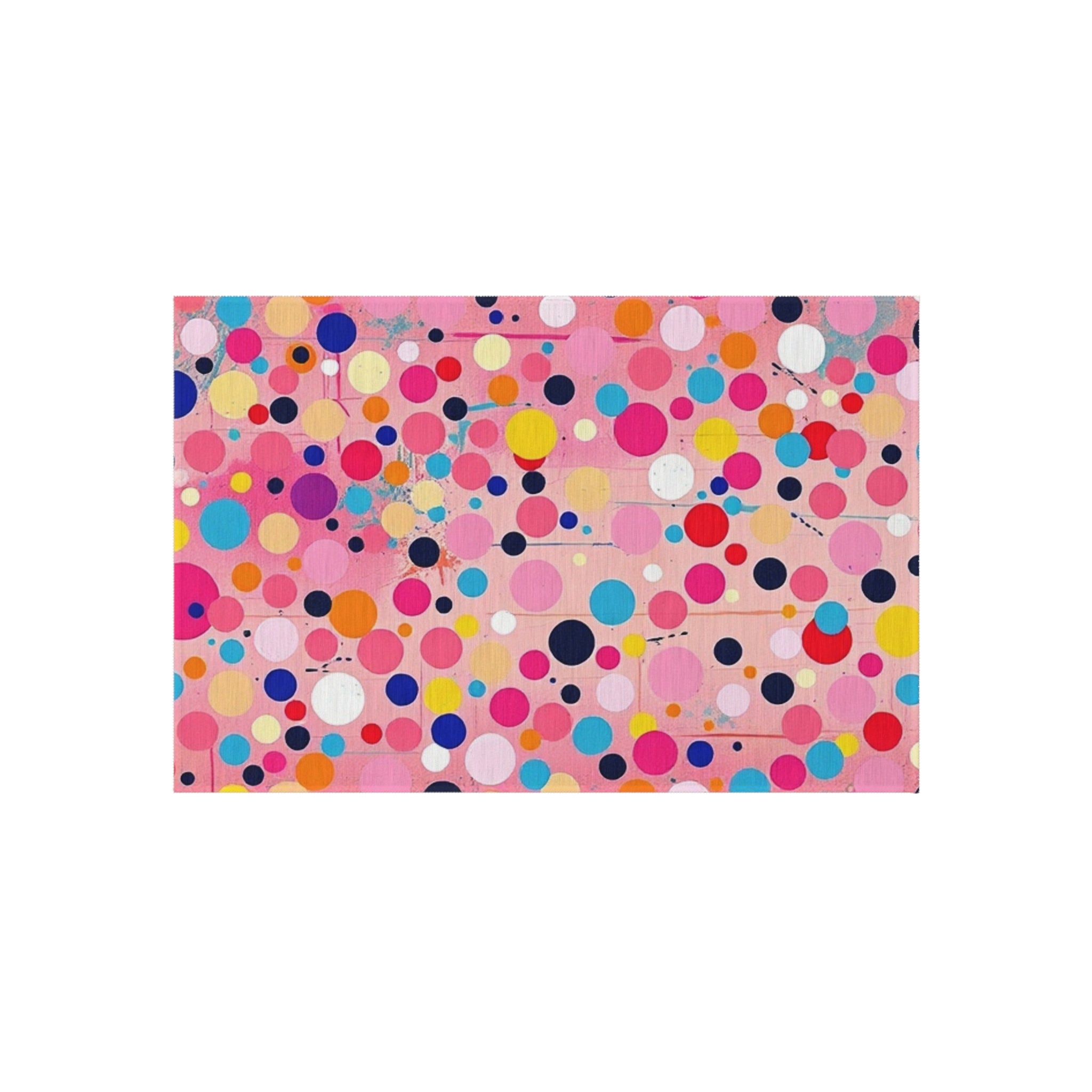 Abstract Dots and Pink Confetti Outdoor Rug - Colorful Decorative Mat for Patios & Gardens