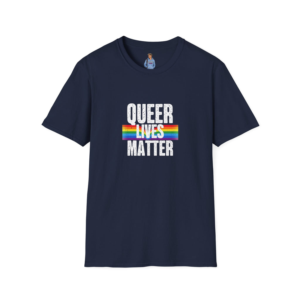 Queer Lives Matter Unisex Softstyle T-Shirt - Support LGBTQ+ Rights