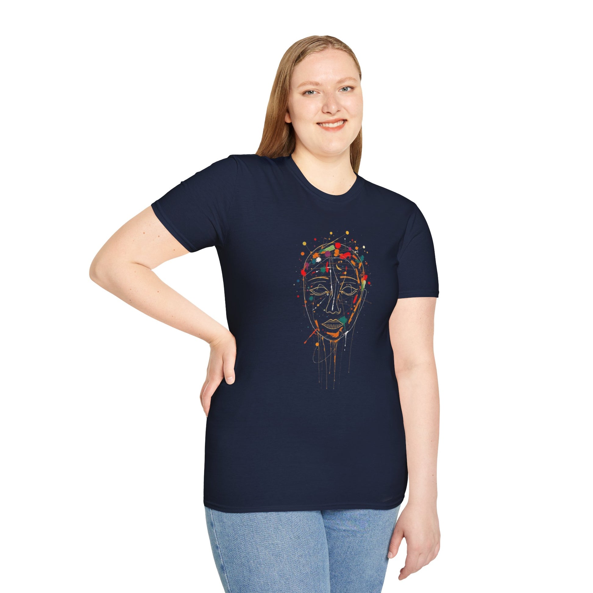 Abstract Rainbow Splatter Face Tee