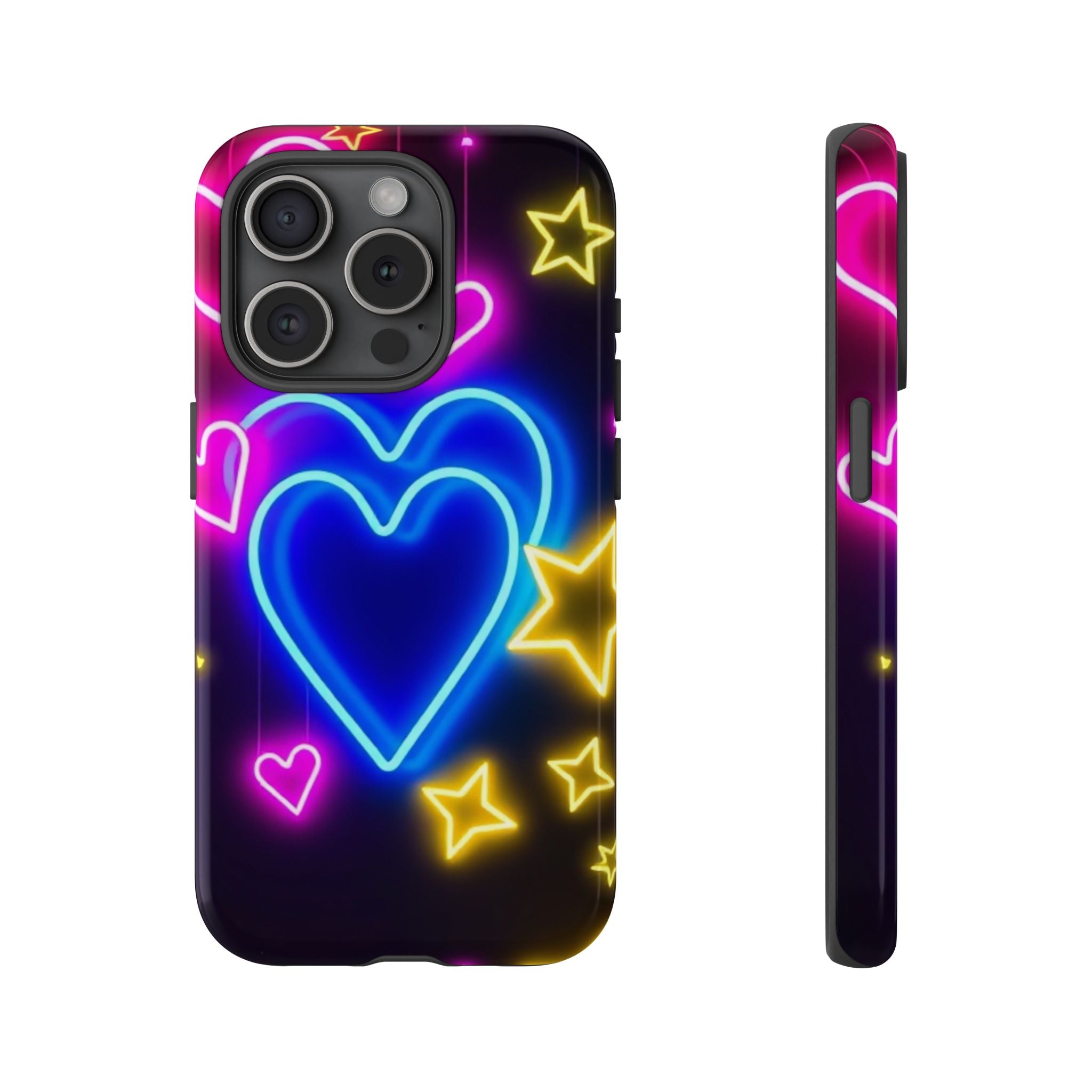 Android OR iPhone Compatible Cases - Neon Love Design - Unique Tough Cases