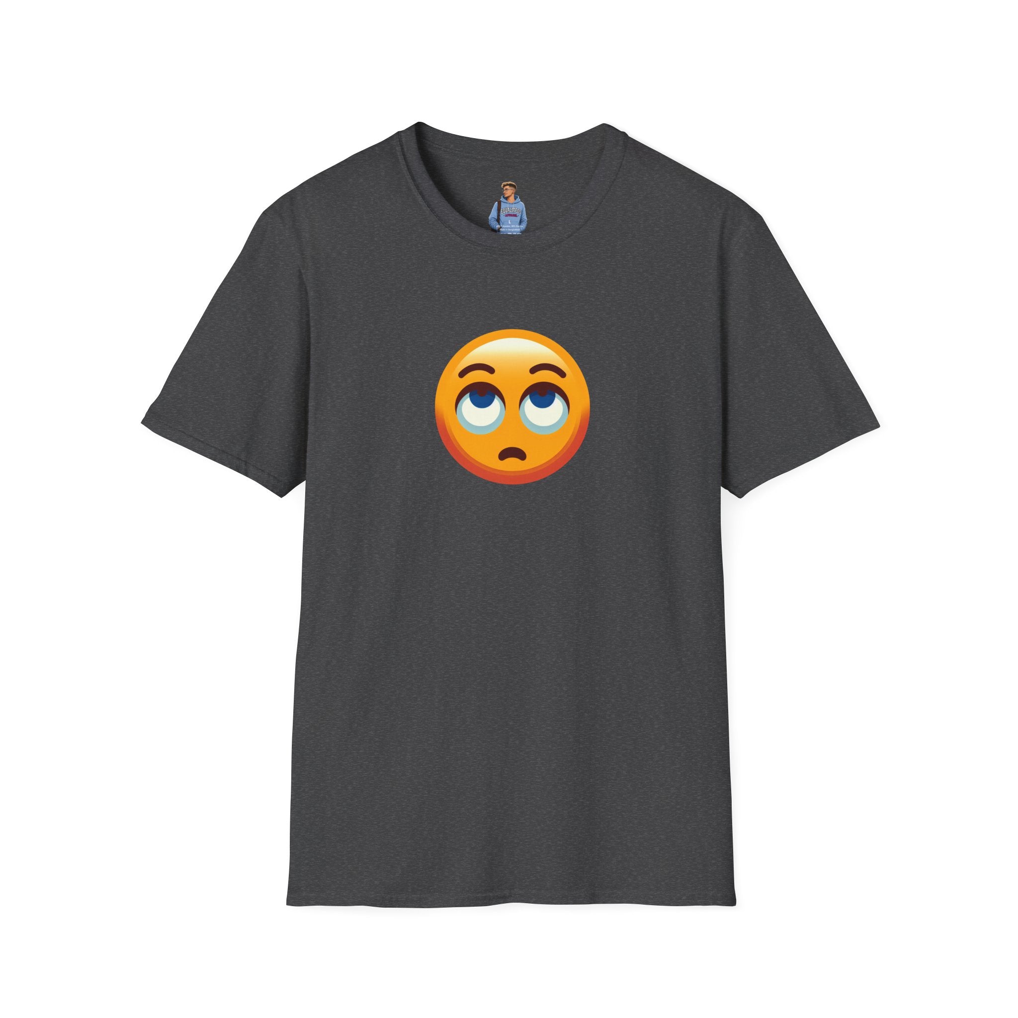 Unisex Softstyle T-Shirt with Eye Roll Emoji | Casual Graphic Tee for Everyday Humor