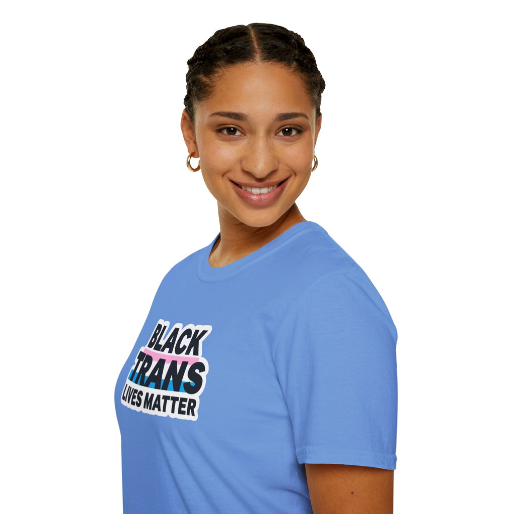 Unisex Softstyle T-Shirt - Black Trans Lives Matter Statement Tee