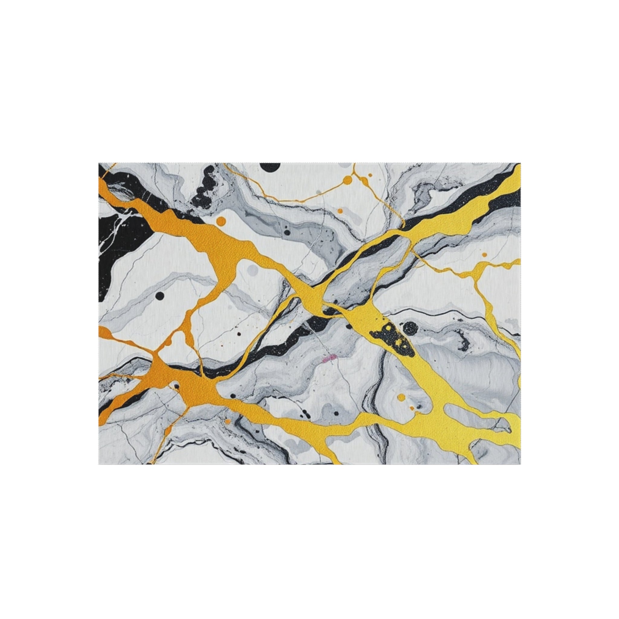 Marble and Gold Design Outdoor Rug - Colorful Decorative Mat for Patios & Gardens
