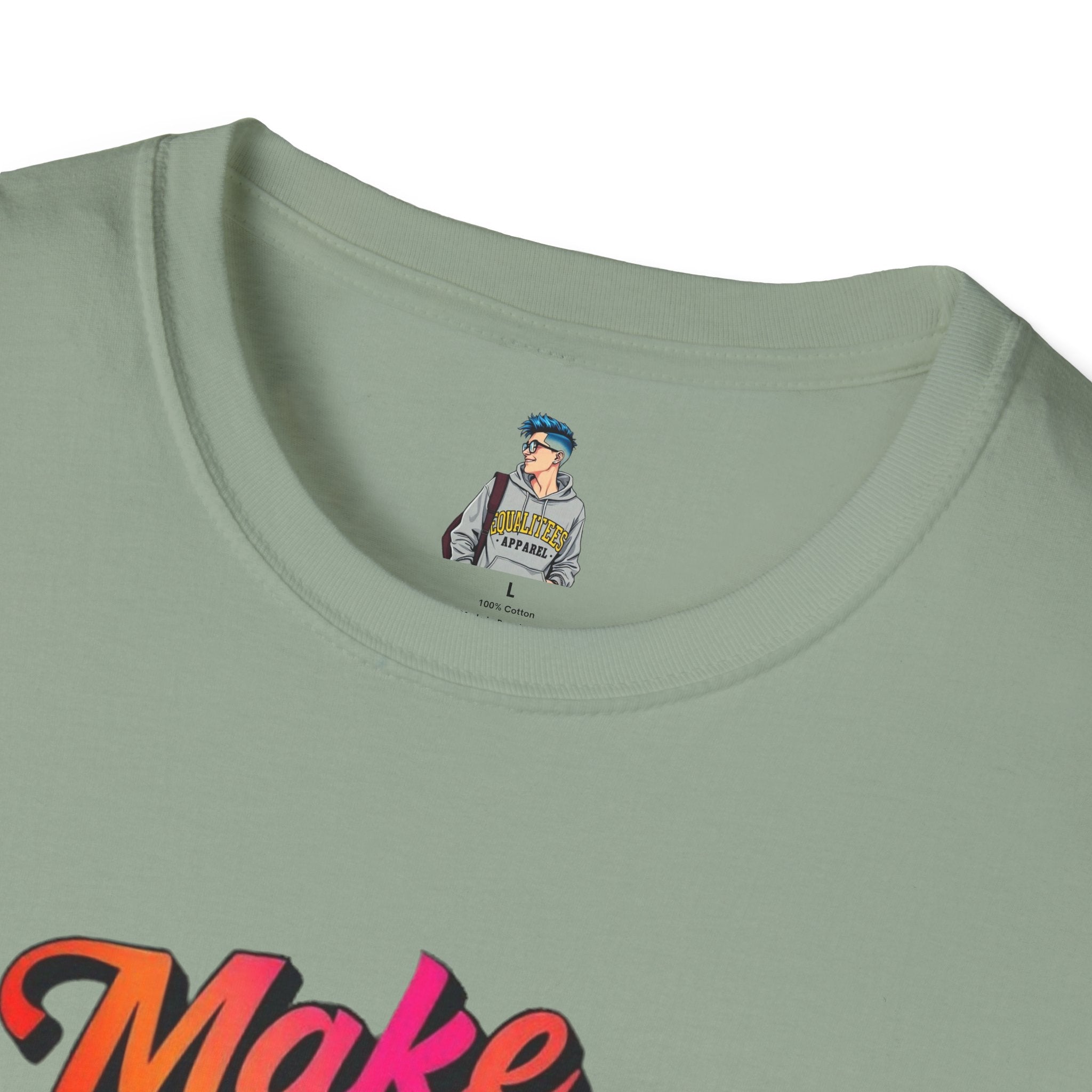 Inspirational Unisex Softstyle T-Shirt - 'Make Good Trouble' Rainbow Statement Tee