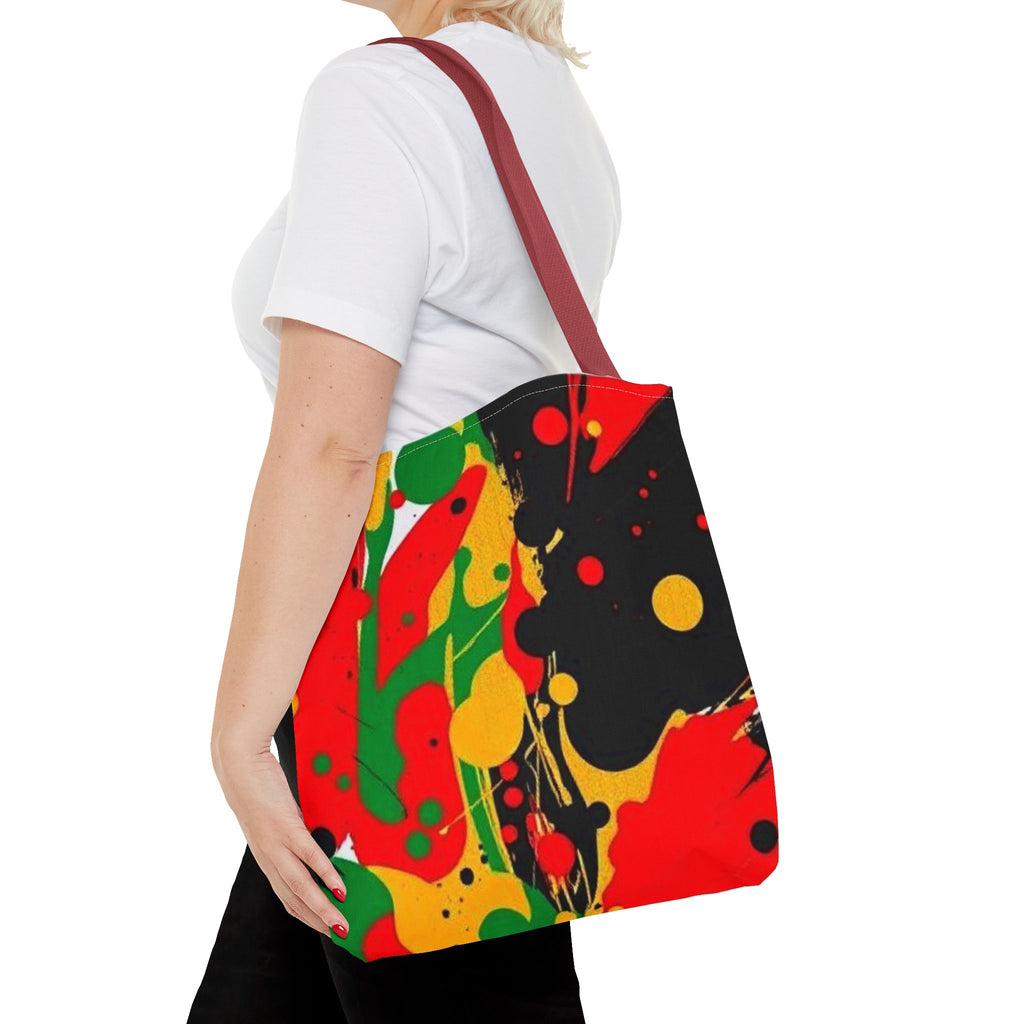 Green, Red Yellow Paint Splatter Tote Bag