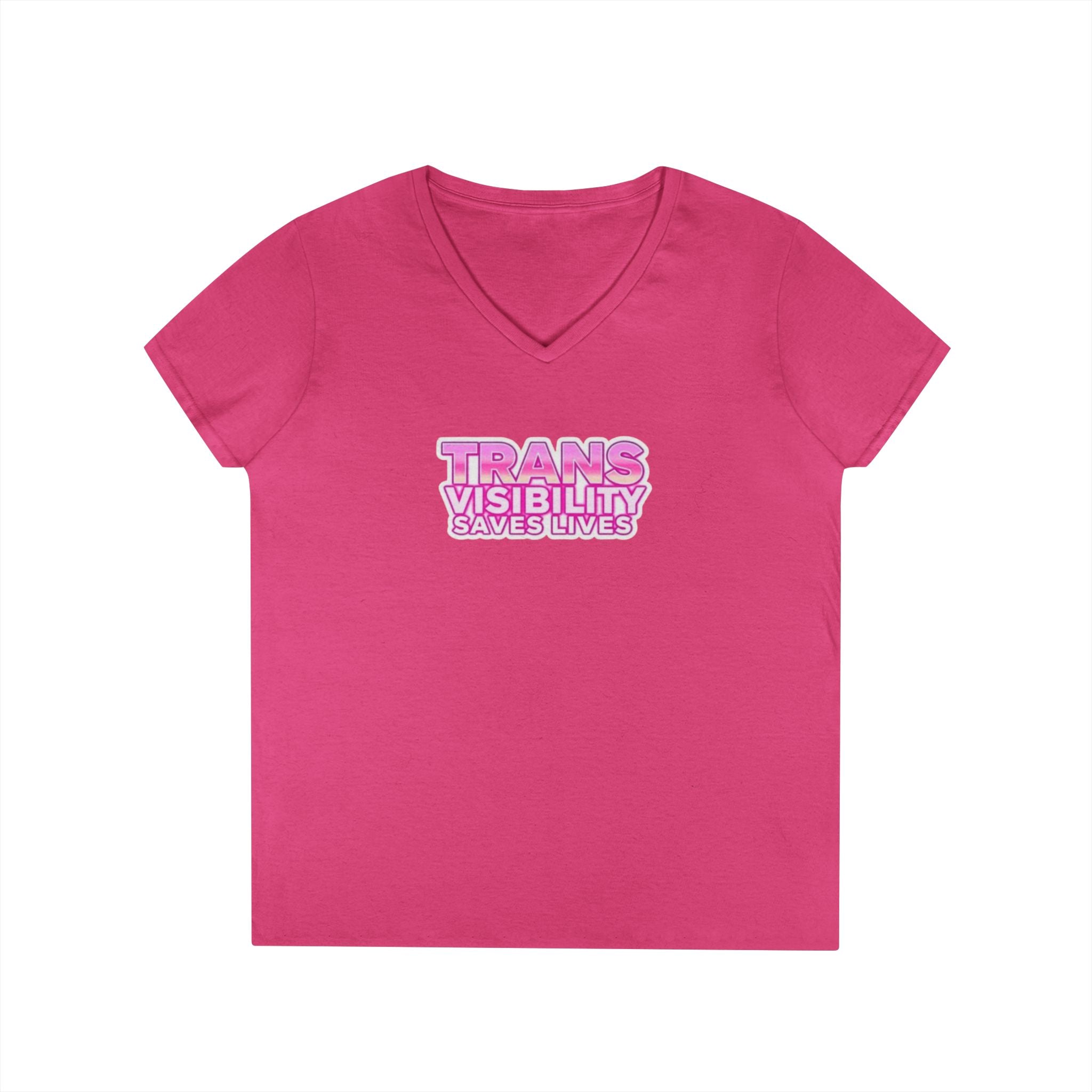 Ladies' V-Neck T-Shirt - 'Trans Visibility Saves Lives' - Empowering Pride Apparel