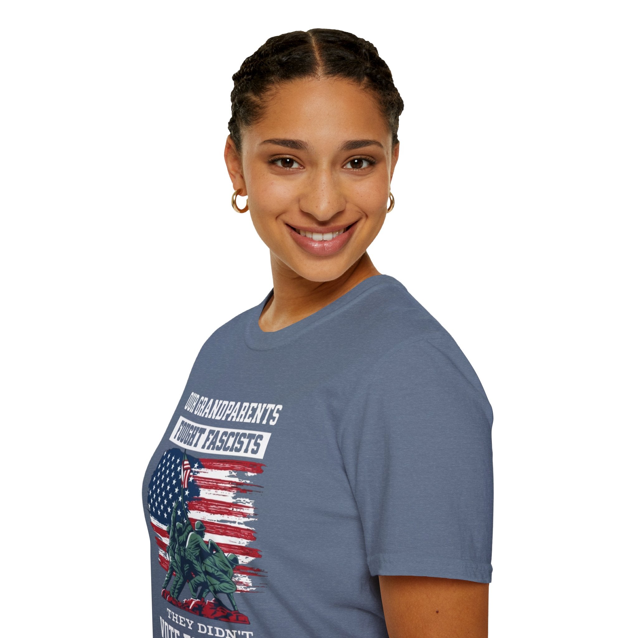 Unisex Softstyle T-Shirt: 'Our Grandparents Fought Fascists' Patriotic Tee