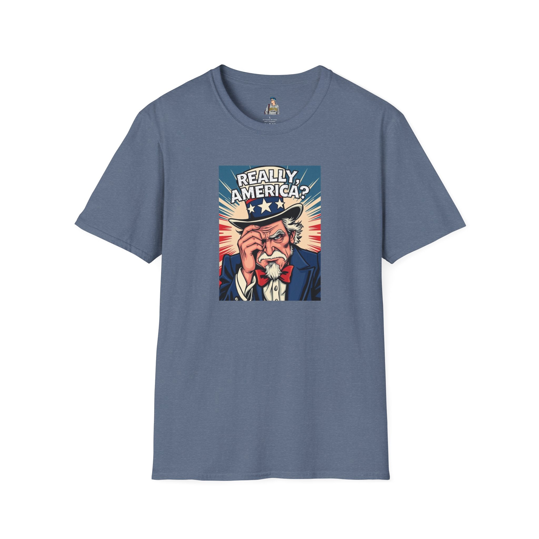Uncle Sam in disbelief Really, America? Unisex softstyle T-Shirt