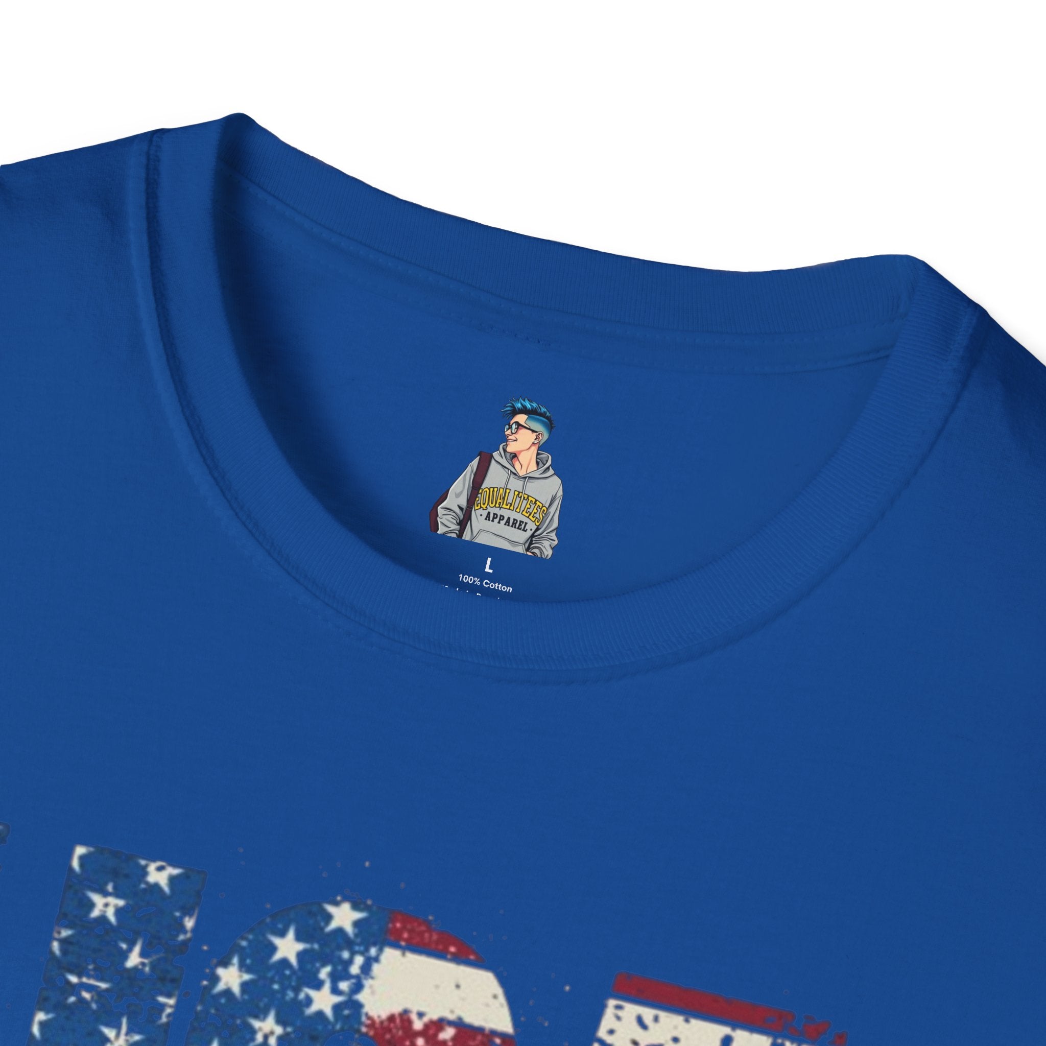 Patriotic Unisex Softstyle T-Shirt - "USA" & History Quote Design