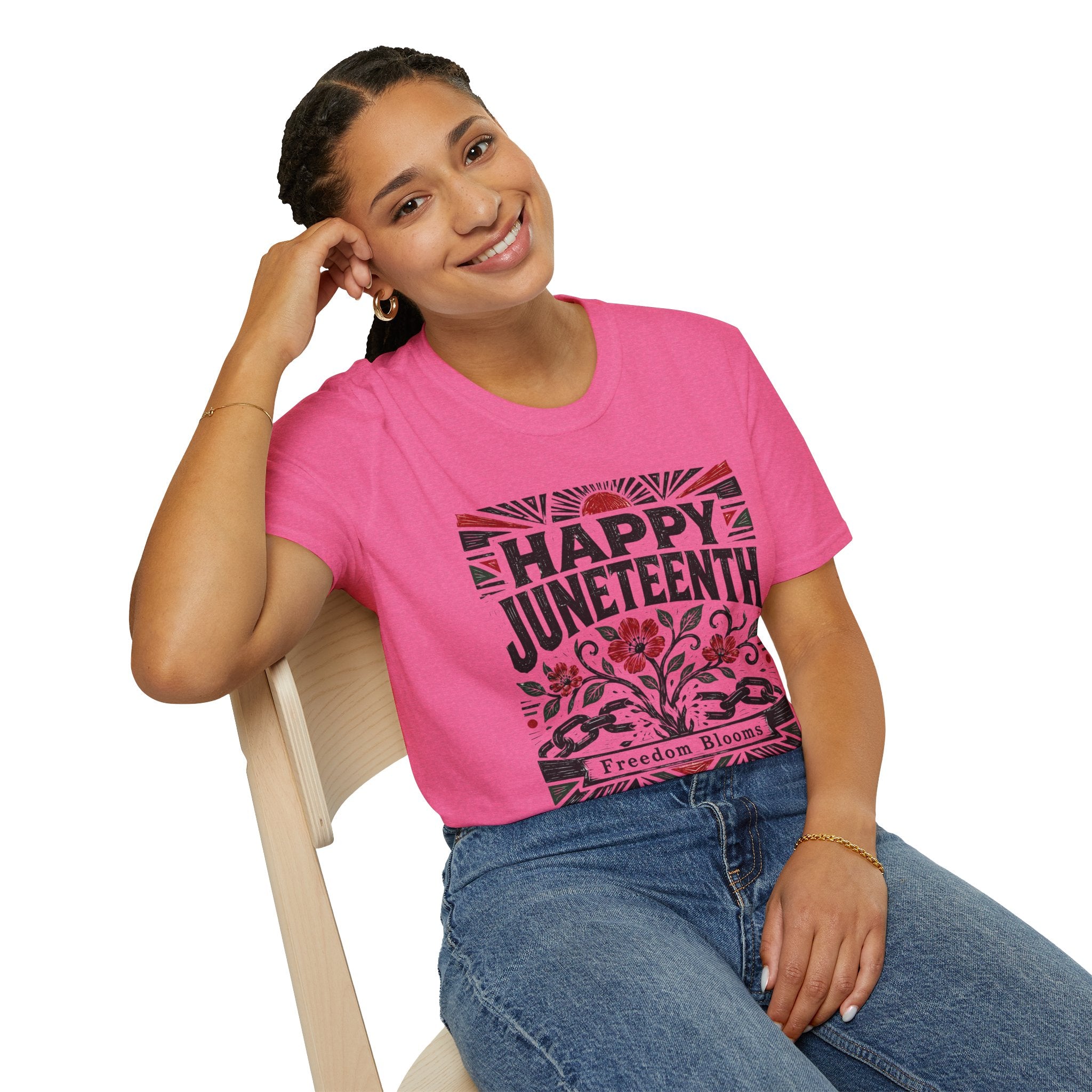 Juneteenth T-Shirt — "Happy Juneteenth" Floral Freedom Tee