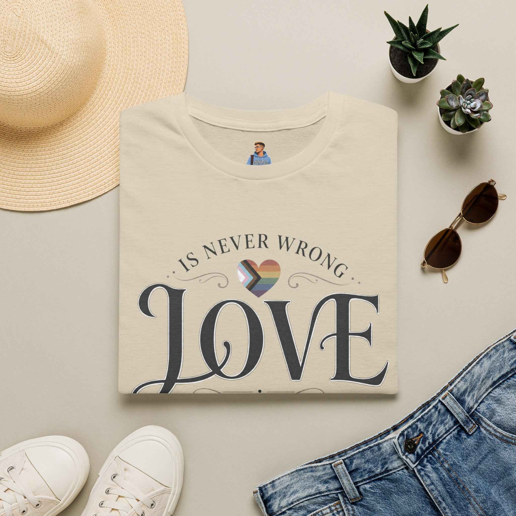 Love Is Never Wrong T-Shirt — LGBTQ+ Pride Heart Tee