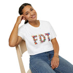 FDT Floral Letter Tee — Bold Floral Typography T-Shirt