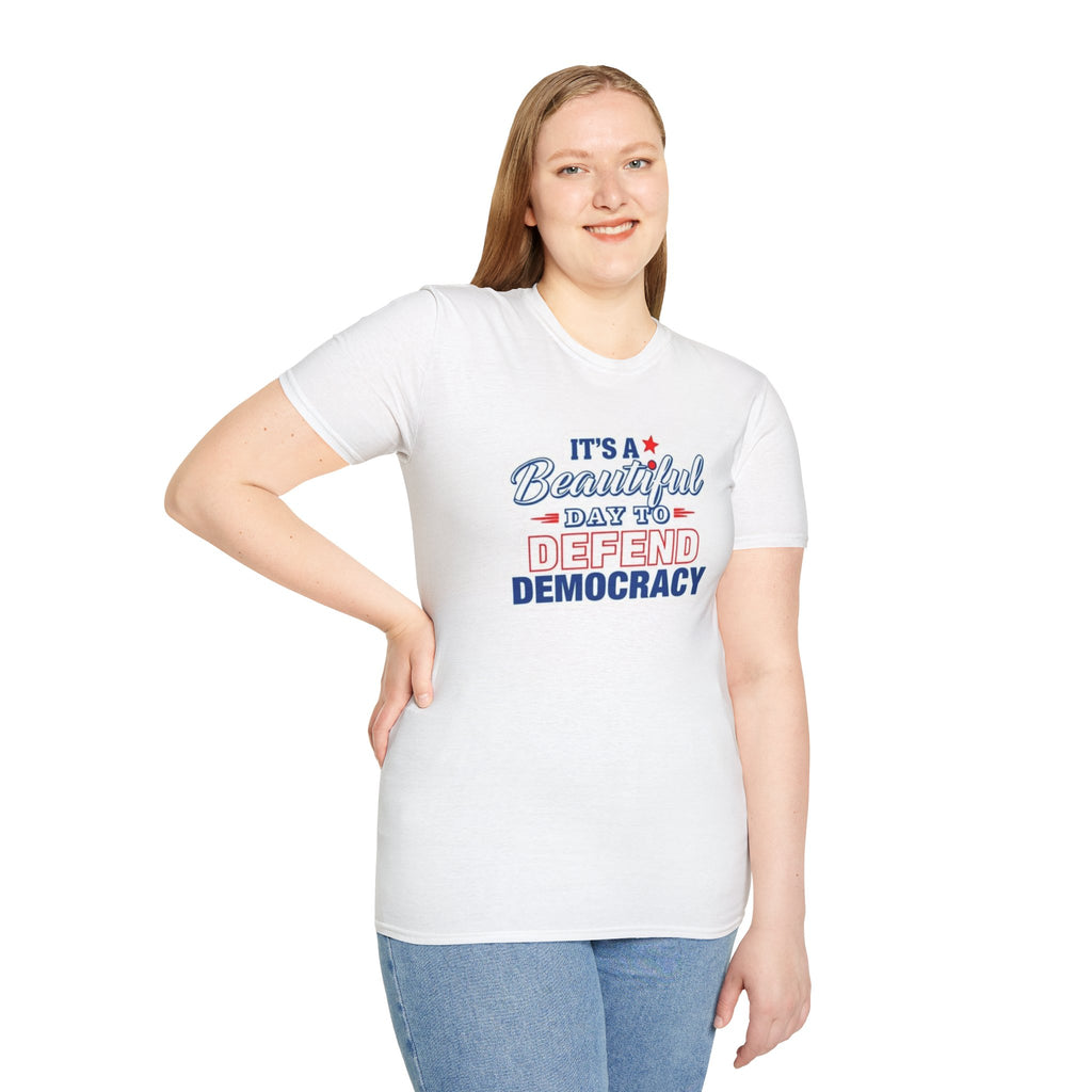 Defend Democracy Unisex Softstyle T-Shirt - Perfect for Activism and Everyday Wear