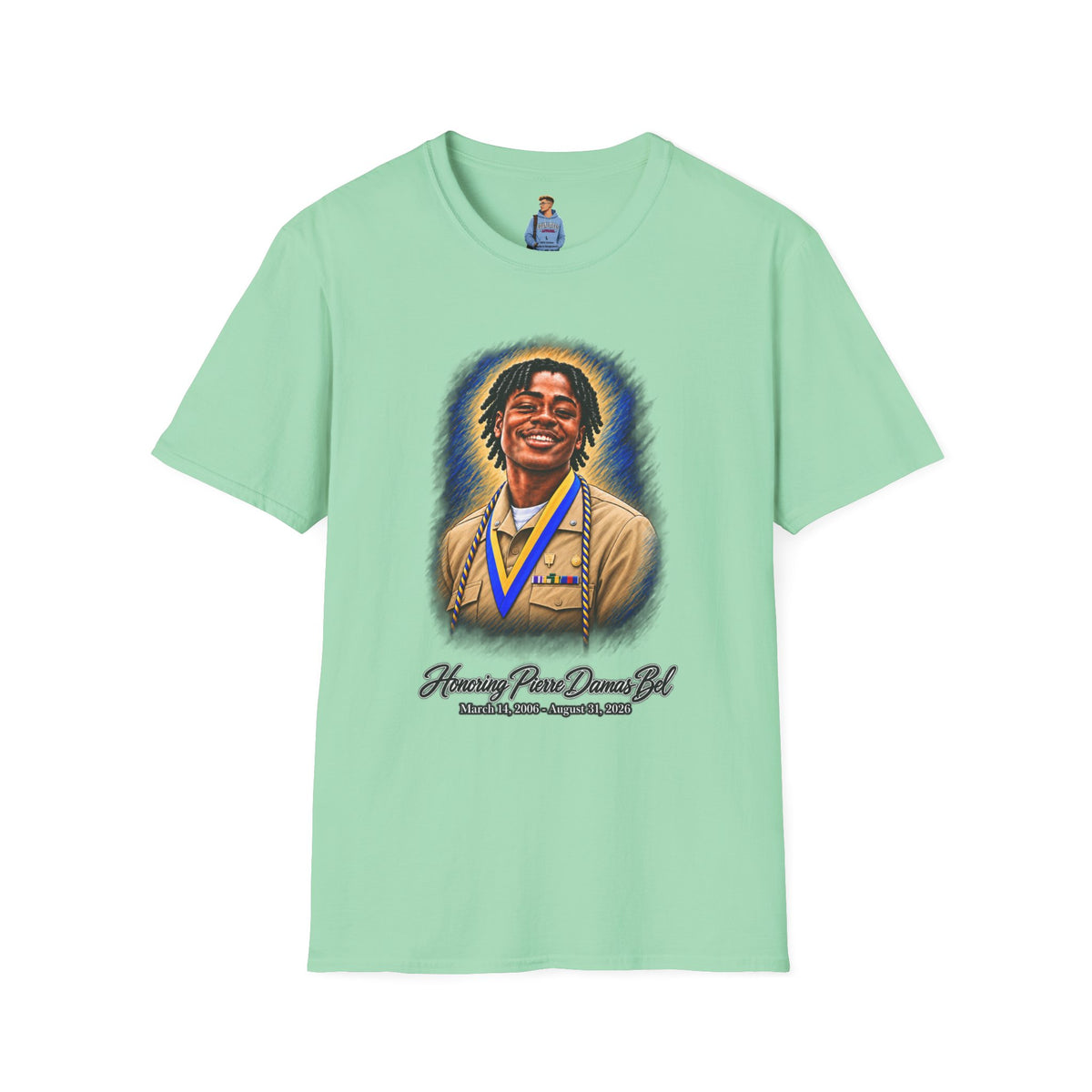 Smiling Portrait Front - In Memory of Pierre Damas Bel T-Shirt