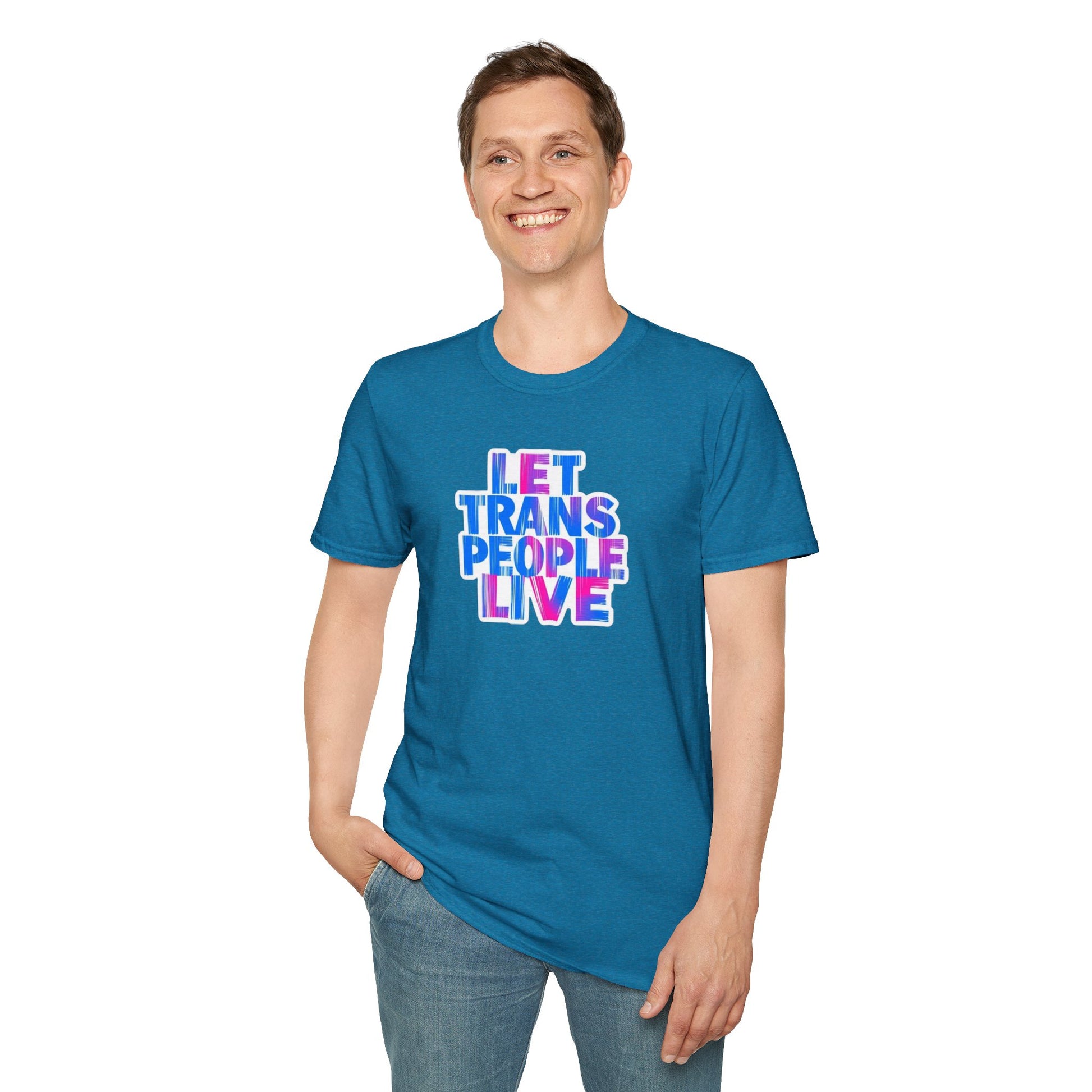 Let Trans People Live Unisex Softstyle T-Shirt - Supportive Statement Tee for LGBTQ+ Pride
