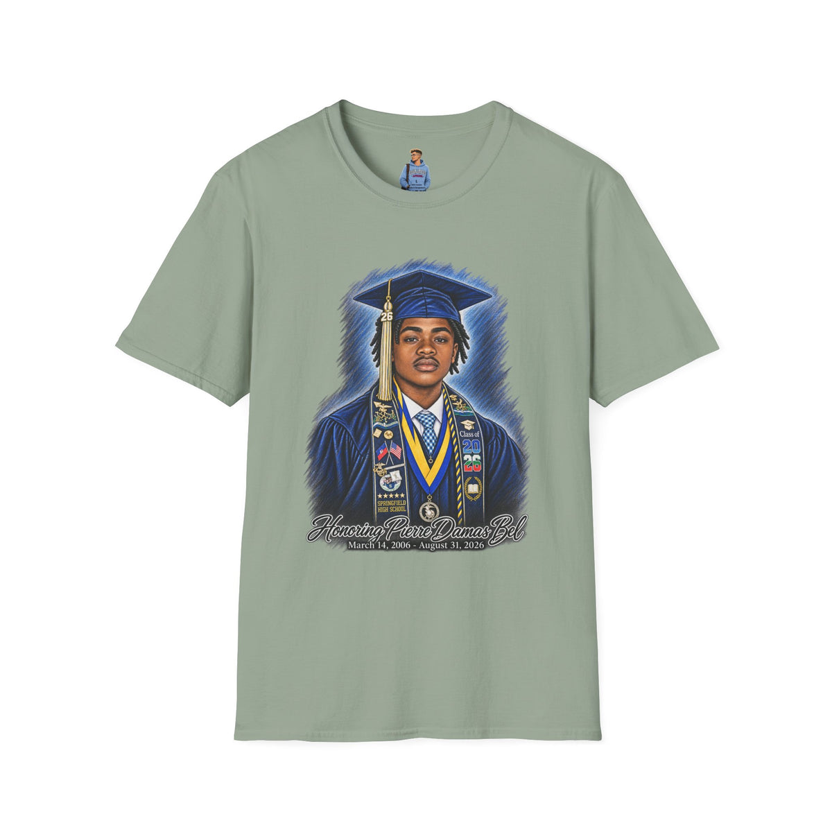 Portrait Front and Back - In Memory of Pierre Damas Bel T-Shirt