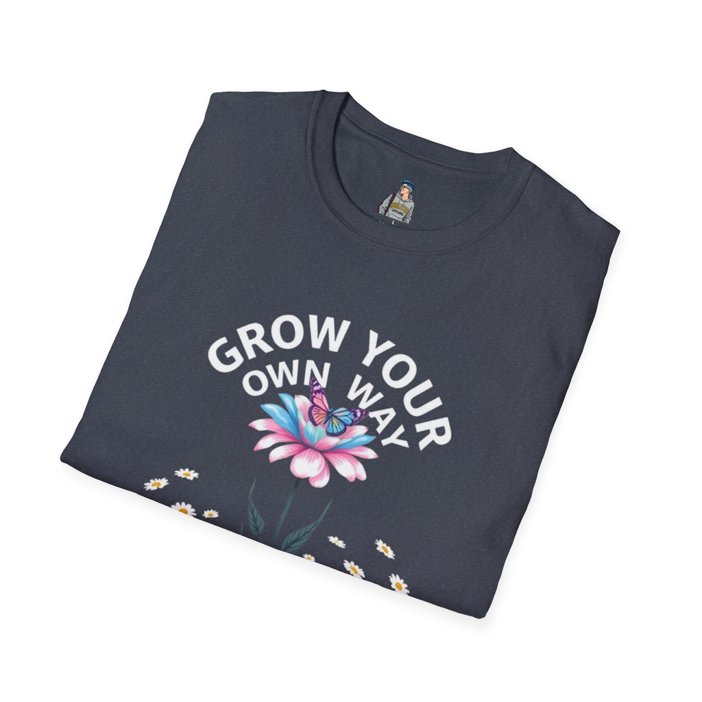 Grow Your Own Way Trans Pride Unisex T-Shirt - Floral Design for Garden Lovers