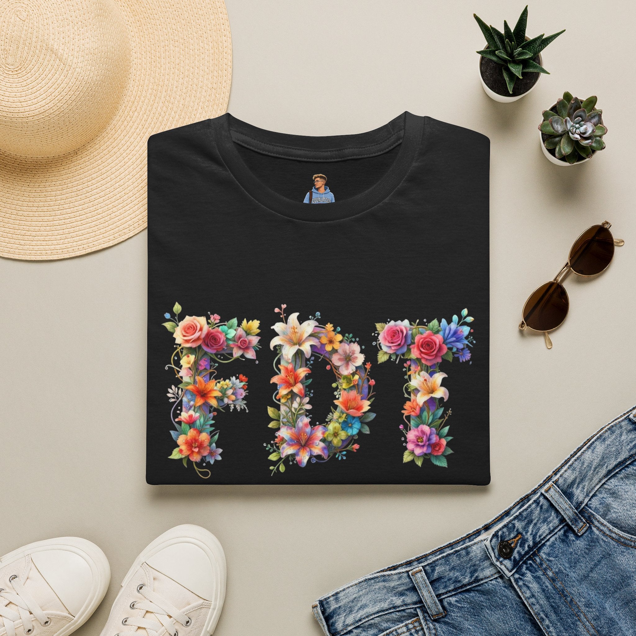 FDT Bold Floral Typography T-Shirt