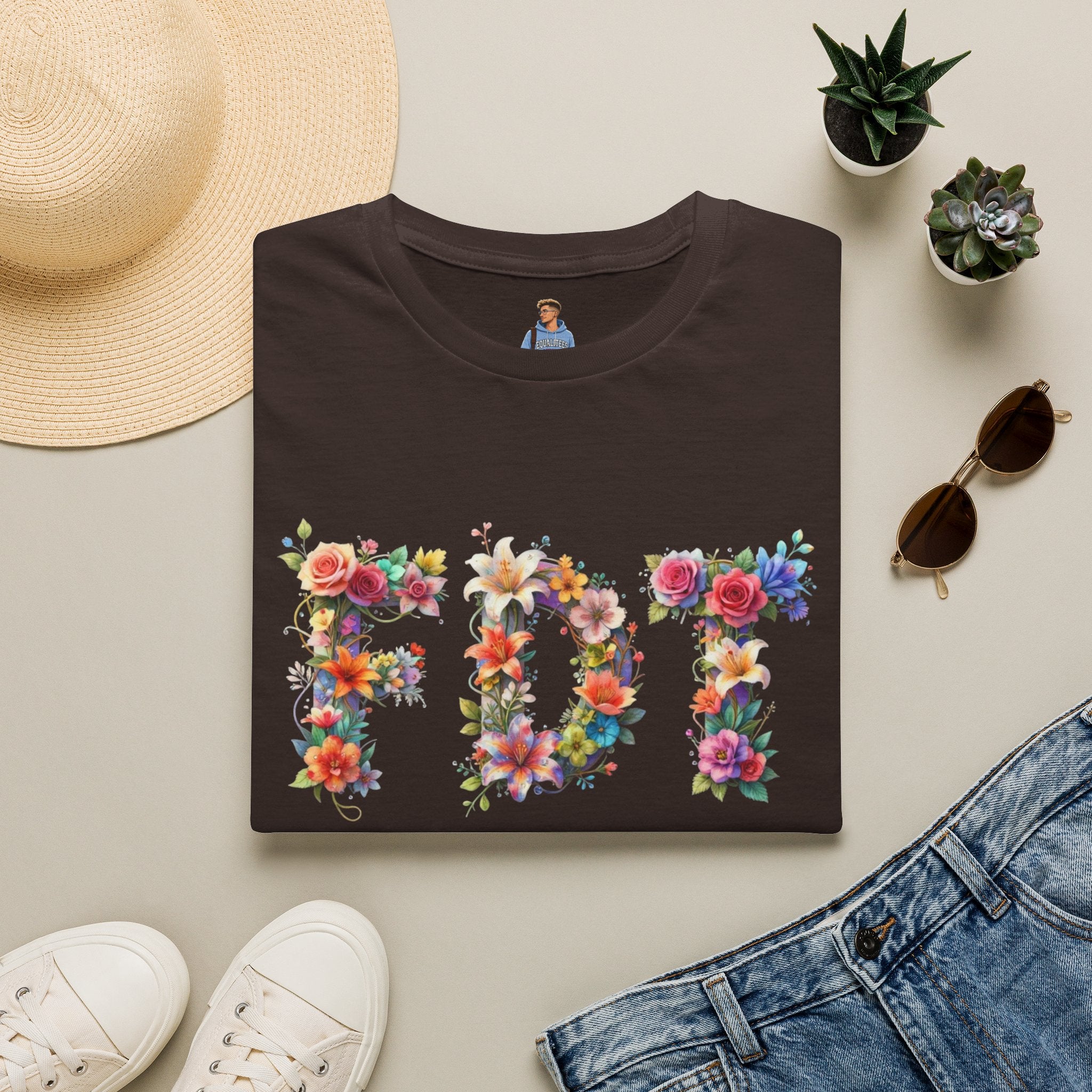 FDT Bold Floral Typography T-Shirt