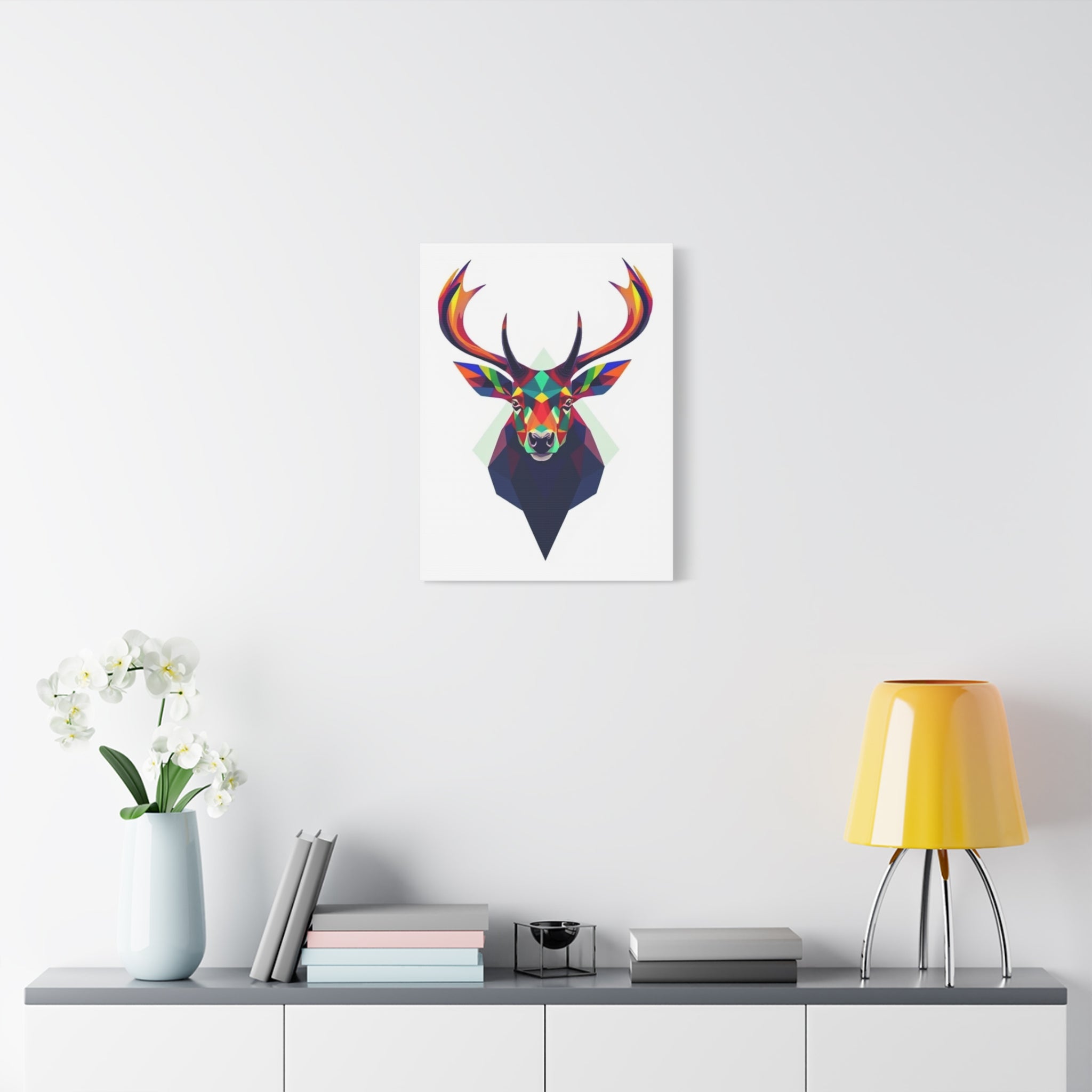 Colorful Elk Art Print - Modern Geometric Canvas Wall Decor