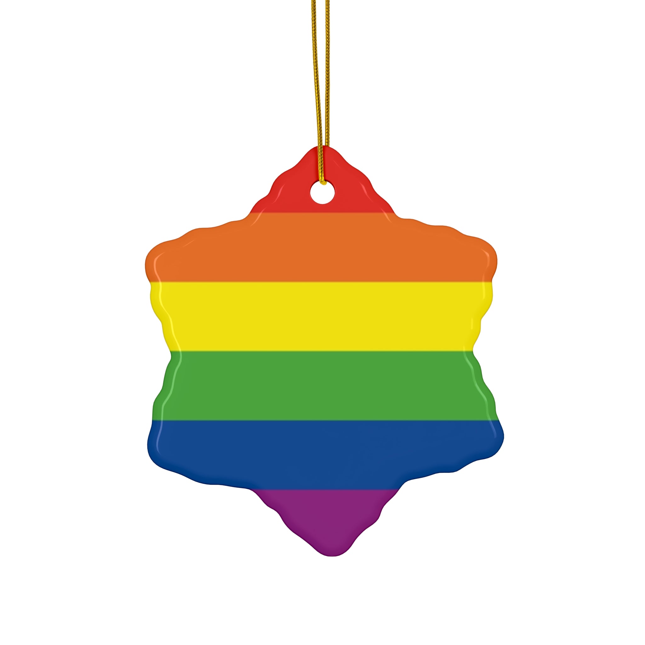 Pride Rainbow Star Ceramic Ornament - Colorful Holiday Decor