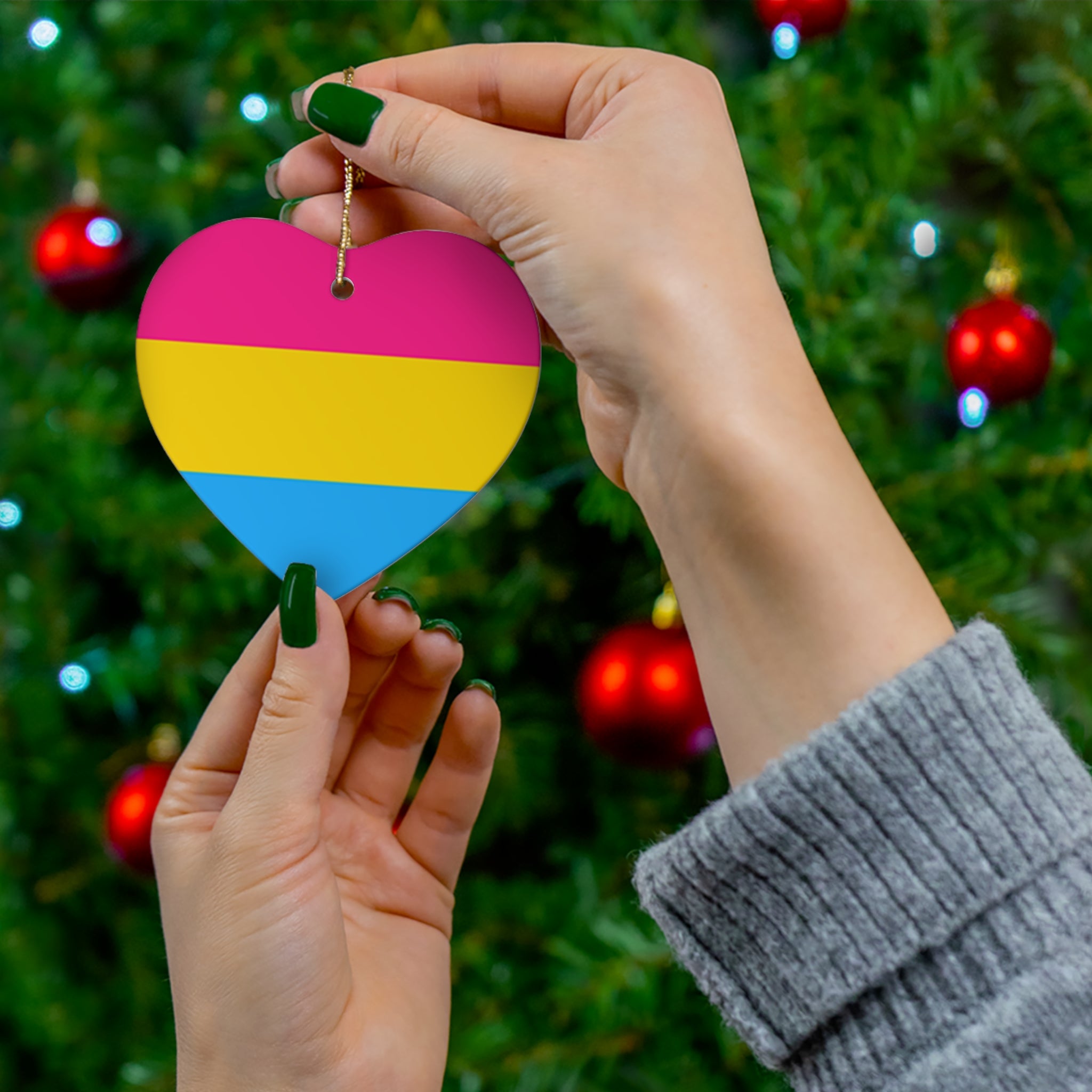 Pansexual Pride Ceramic Ornament - 4 Colorful Shapes for Celebrations