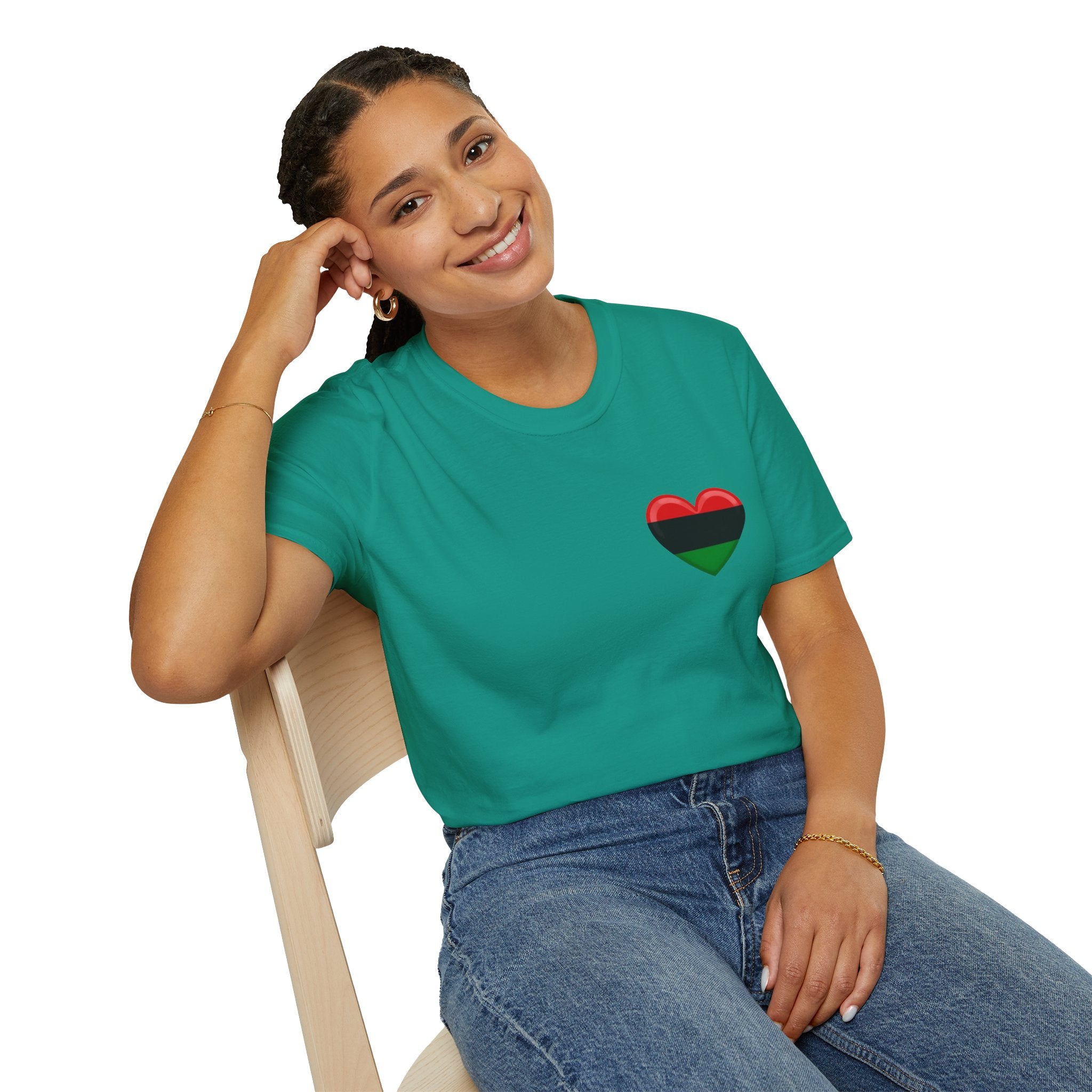 Unity and Heritage Unisex Softstyle T-Shirt with Pan-African Heart