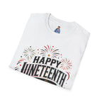 Juneteenth T-Shirt - "Happy Juneteenth" Fireworks Celebration Tee