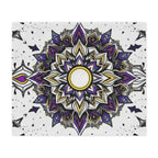Purple, Black, Yellow and White Mandala Microfiber Blanket
