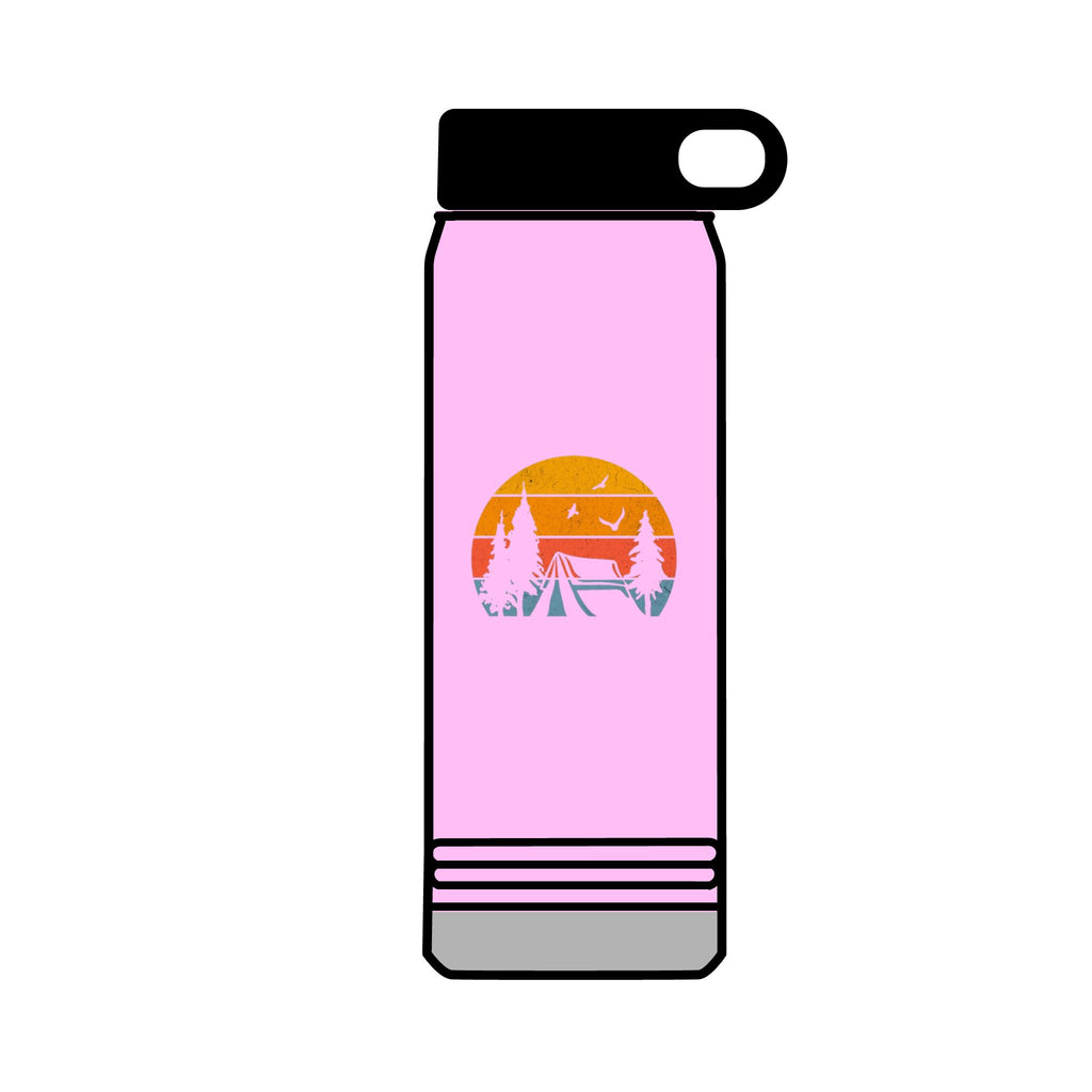 32oz Water Bottle Camping Sunset Scene