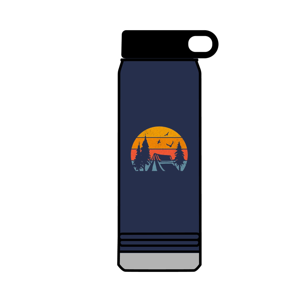 32oz Water Bottle Camping Sunset Scene